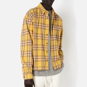 John Elliott Hemi Yellow Plaid Long Sleeve Shirt